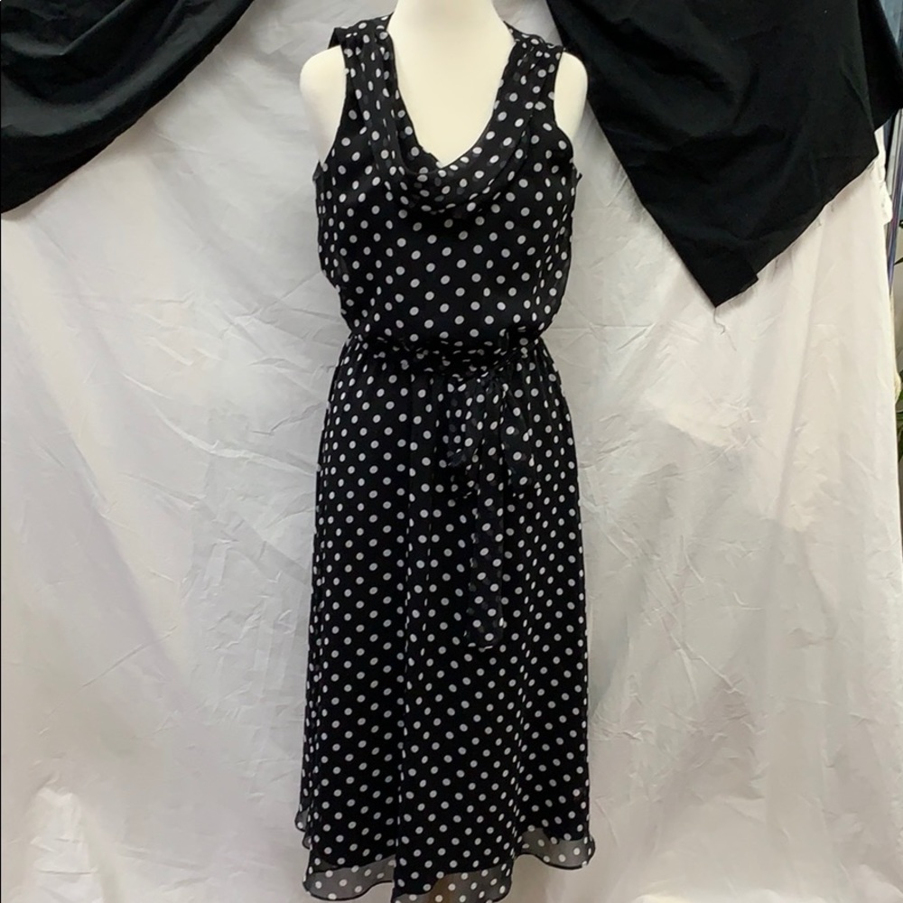 MSK Black Polka Dot Chiffon Dress